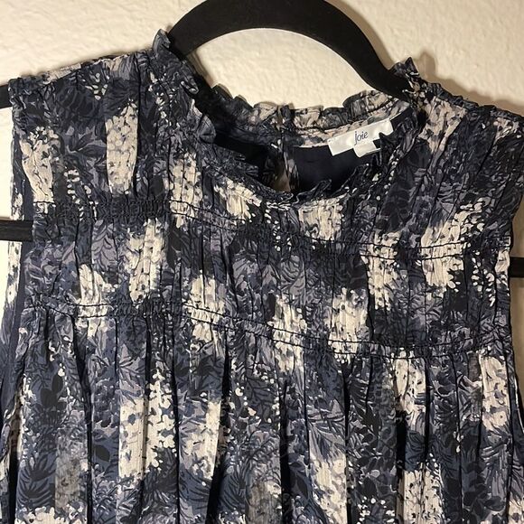 NEW! Joie Thelen Blue & Gray Baltic Print Flowy Mini Dress - Picture 7 of 9